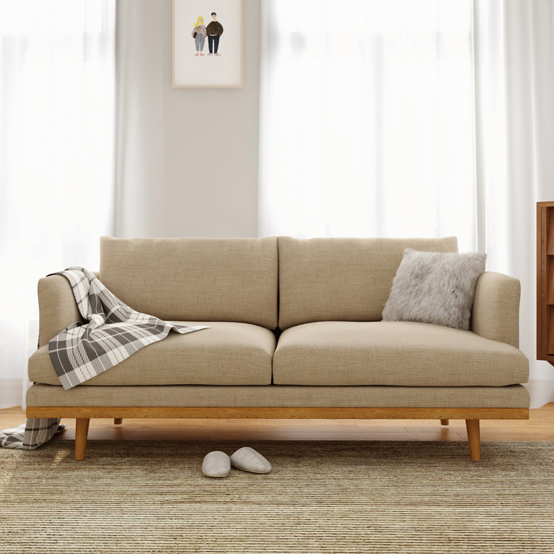 Modern 29.52" H Cotton Blend Wood Frame Recessed Arm Loveseat