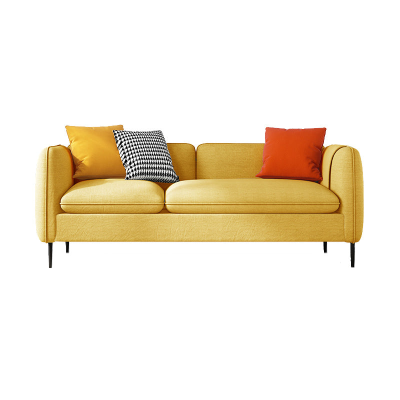 Modern 29.92" H Linen Square Arm Sofa with Pillows and Storage