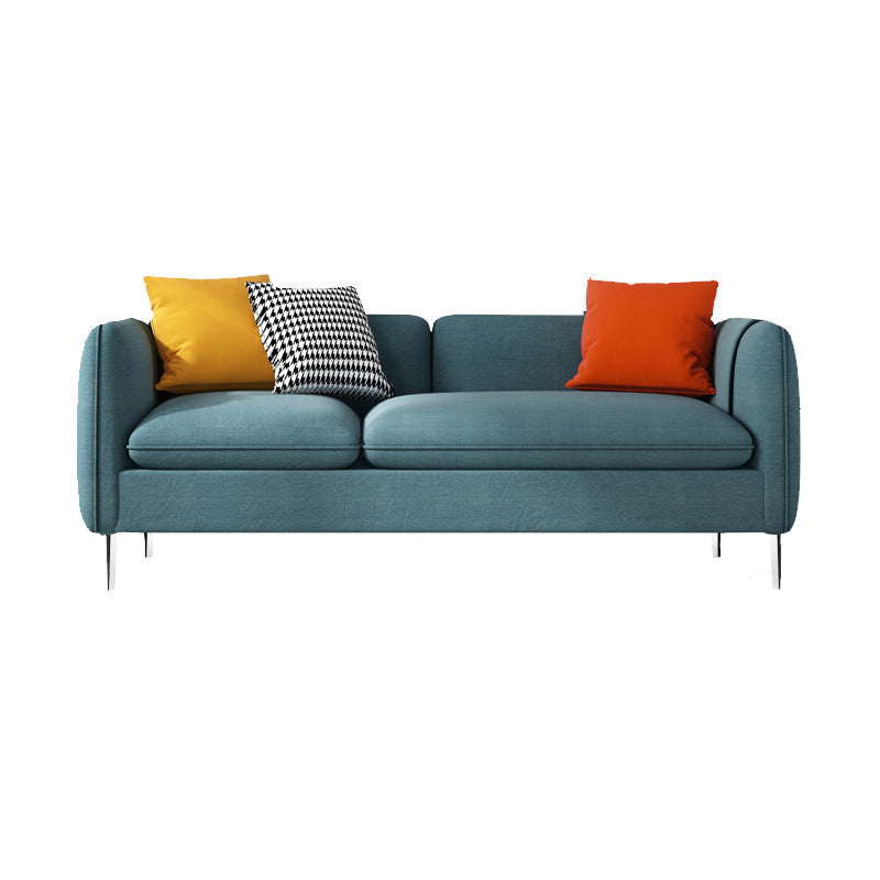 Modern 29.92" H Linen Square Arm Sofa with Pillows and Storage