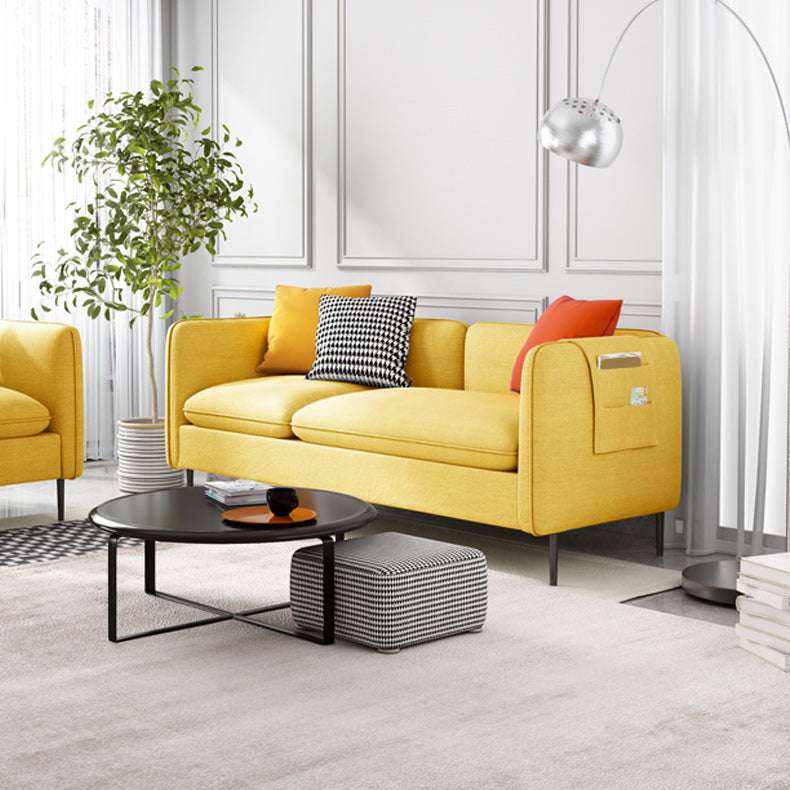 Modern 29.92" H Linen Square Arm Sofa with Pillows and Storage
