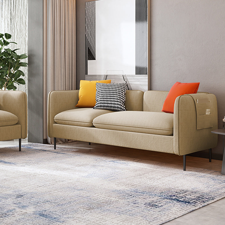 Modern 29.92" H Linen Square Arm Sofa with Pillows and Storage
