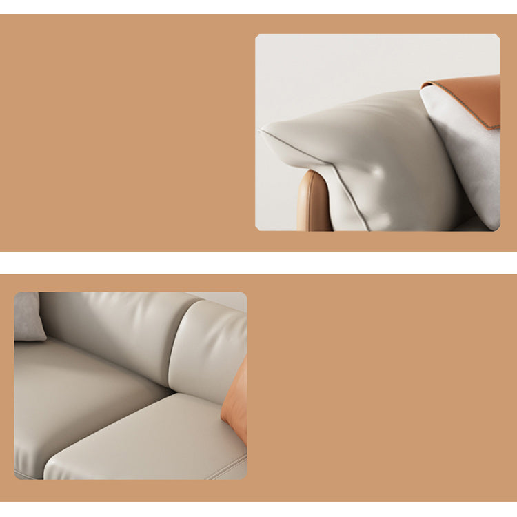 Contemporary 32.67" Tall Genuine Leather Pillow Top Arm Sofa