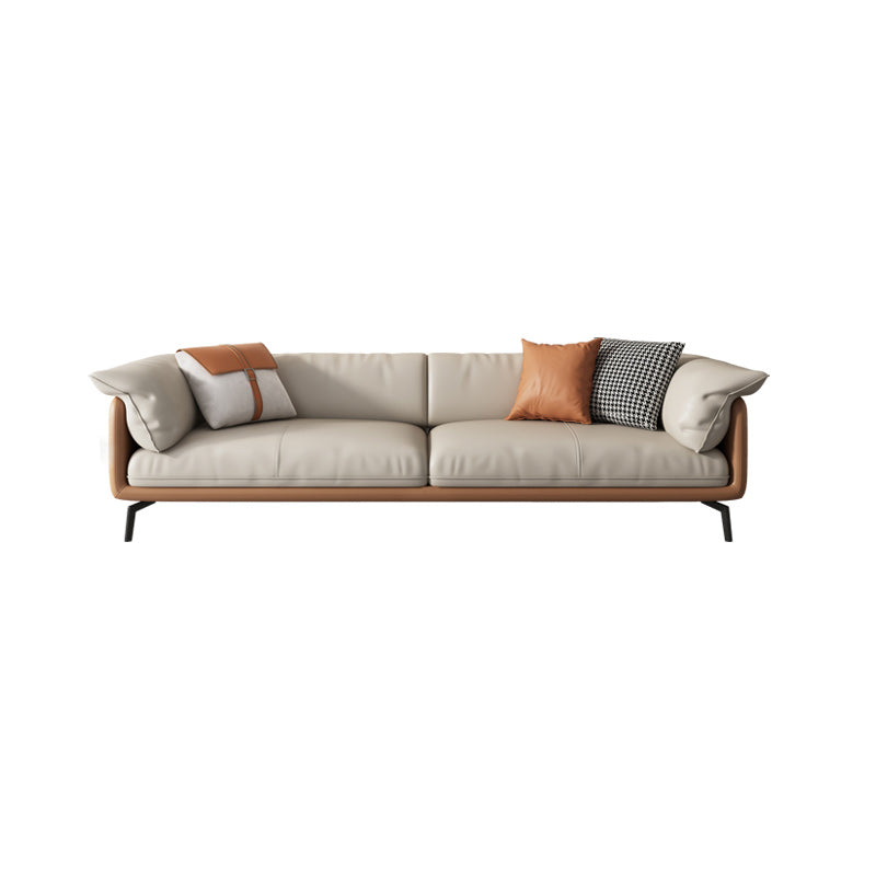 Contemporary 32.67" Tall Genuine Leather Pillow Top Arm Sofa