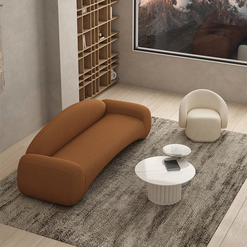 Contemporary Tight Back Sofa with Round Arm Couch Curved Settee Couch
