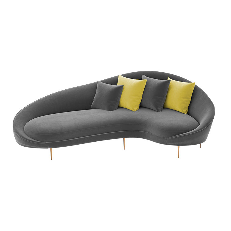 Contemporary 33.46" H Velvet Solid Color Curved Slope Arm Sofa