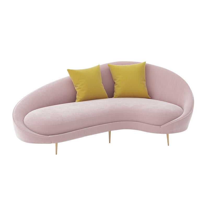Contemporary 33.46" H Velvet Solid Color Curved Slope Arm Sofa