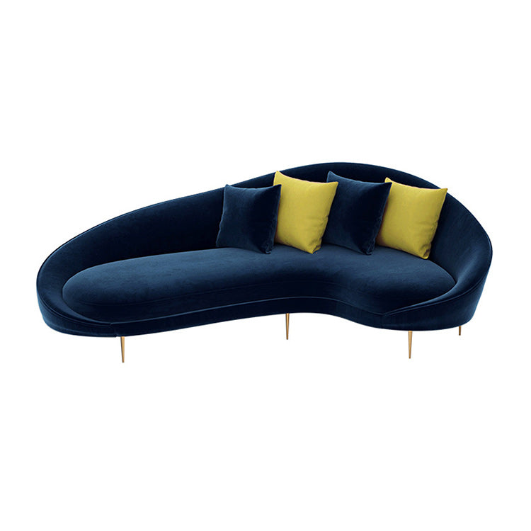 Contemporary 33.46" H Velvet Solid Color Curved Slope Arm Sofa