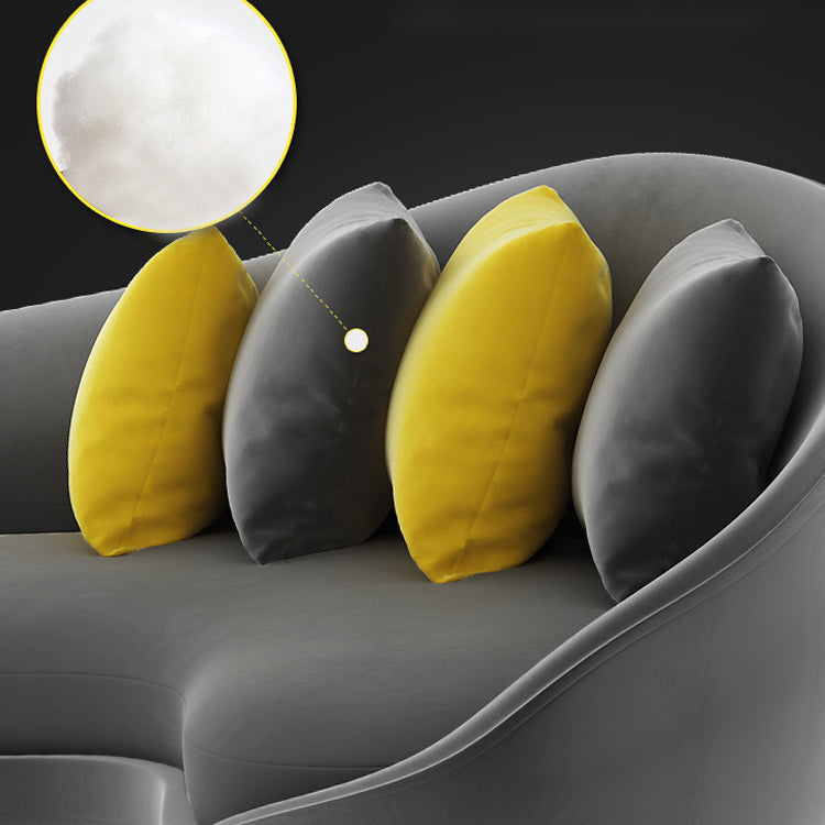 Contemporary 33.46" H Velvet Solid Color Curved Slope Arm Sofa