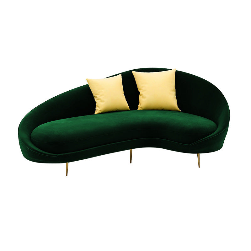 Contemporary 33.46" H Velvet Solid Color Curved Slope Arm Sofa