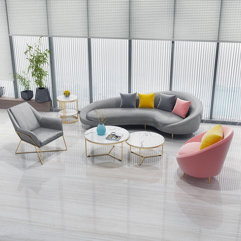 Contemporary 33.46" H Velvet Solid Color Curved Slope Arm Sofa