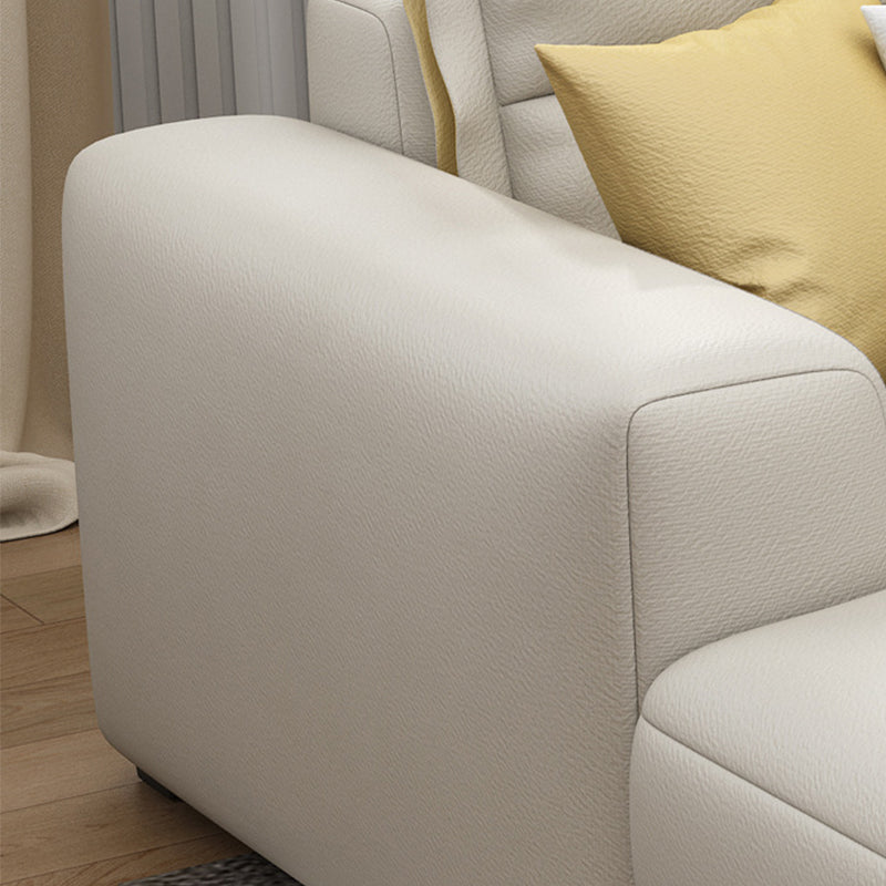 Square Arm Sectional Sofa 125.98" W Faux Leather 4-seat Sectional