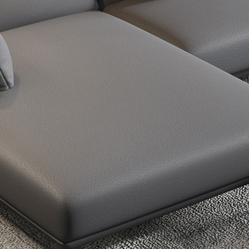 Round Arm L-shape Sectional Modern 4-seater Sectional with Storage