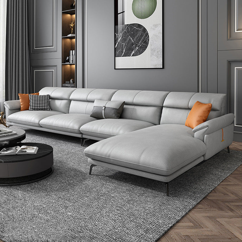 Modernism Flared Arm Sectional 4-Seater Faux Leather Sectional