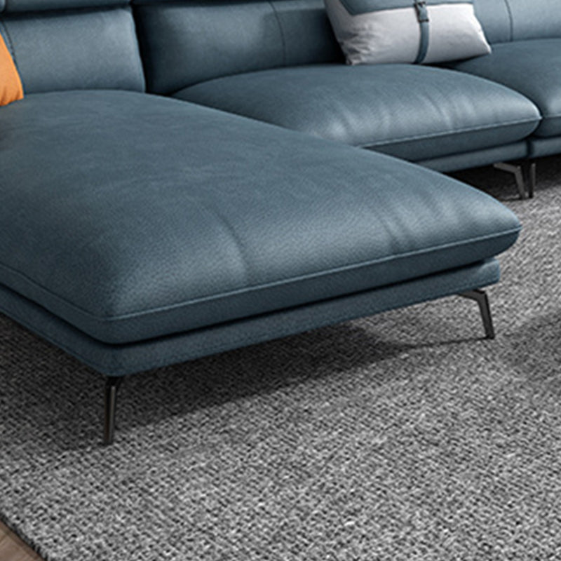 Modernism Flared Arm Sectional 4-Seater Faux Leather Sectional