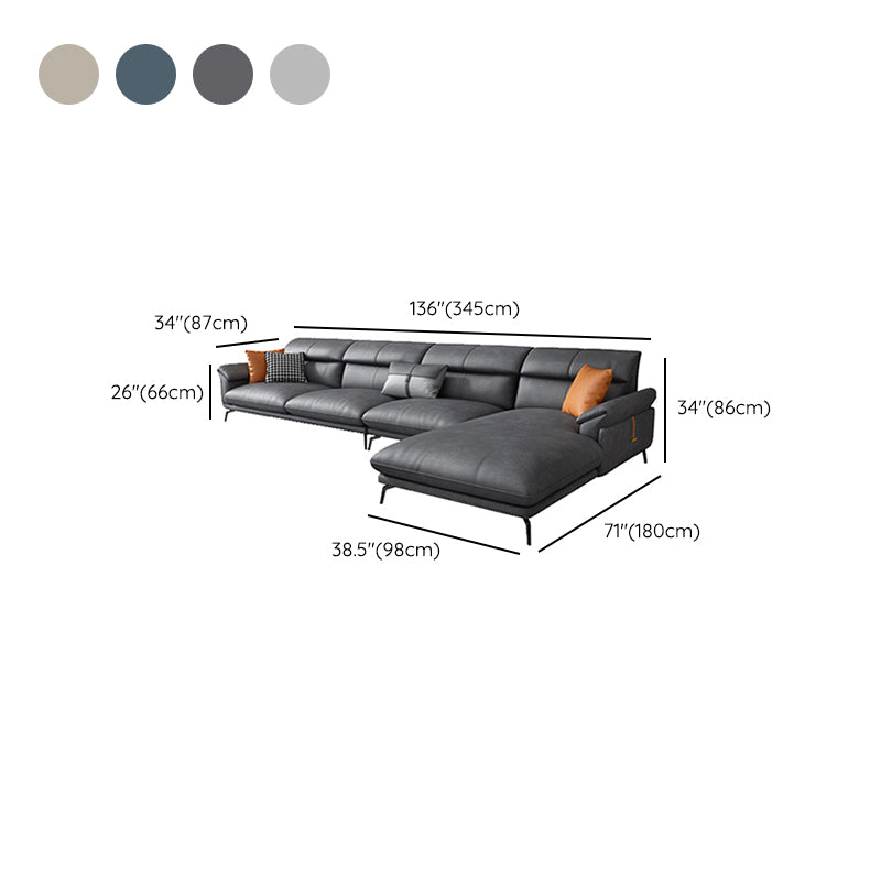 Modernism Flared Arm Sectional 4-Seater Faux Leather Sectional