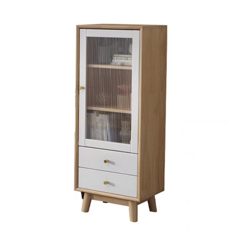 Rubberwood Glass Door Accent Cabinet 2 - Drawer 19.7" W Side Cabinet