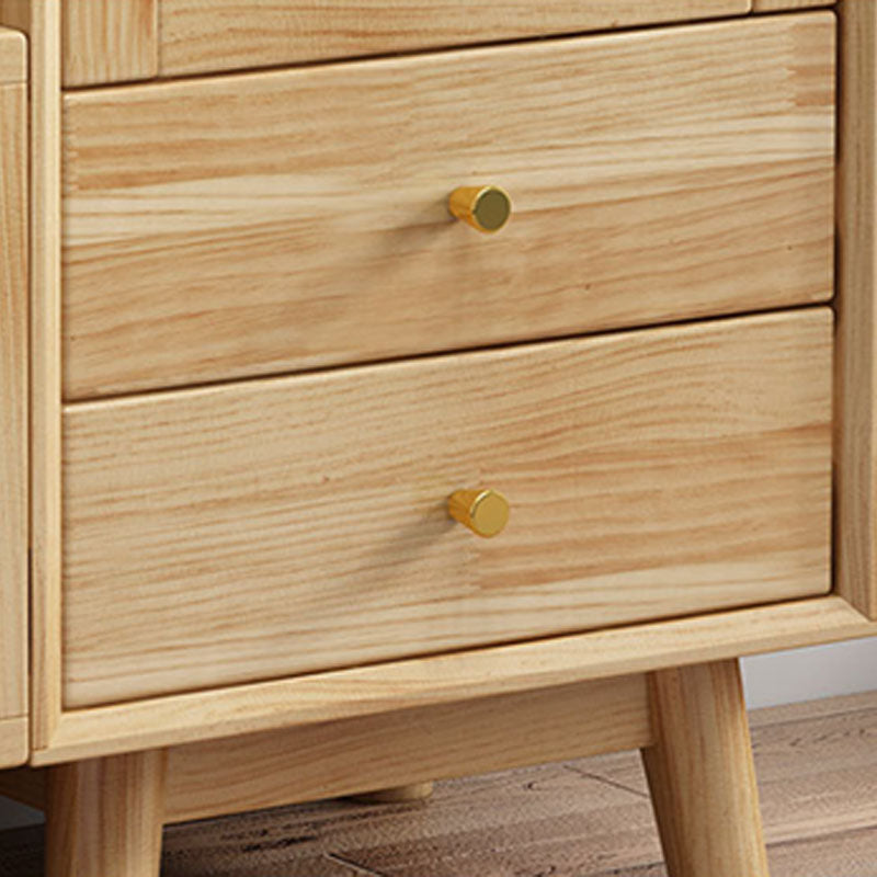 Rubberwood Glass Door Accent Cabinet 2 - Drawer 19.7" W Side Cabinet