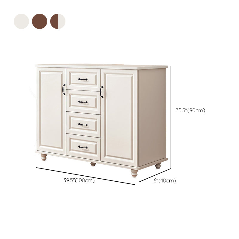 Mid Century Modern 2-Door Cabinet 35.4" Tall Cabinet with 4 Drawers