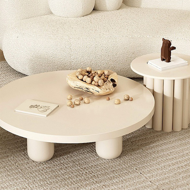 Contemporary Pedestal/4 Legs Solid Wood Round Single Coffee Table