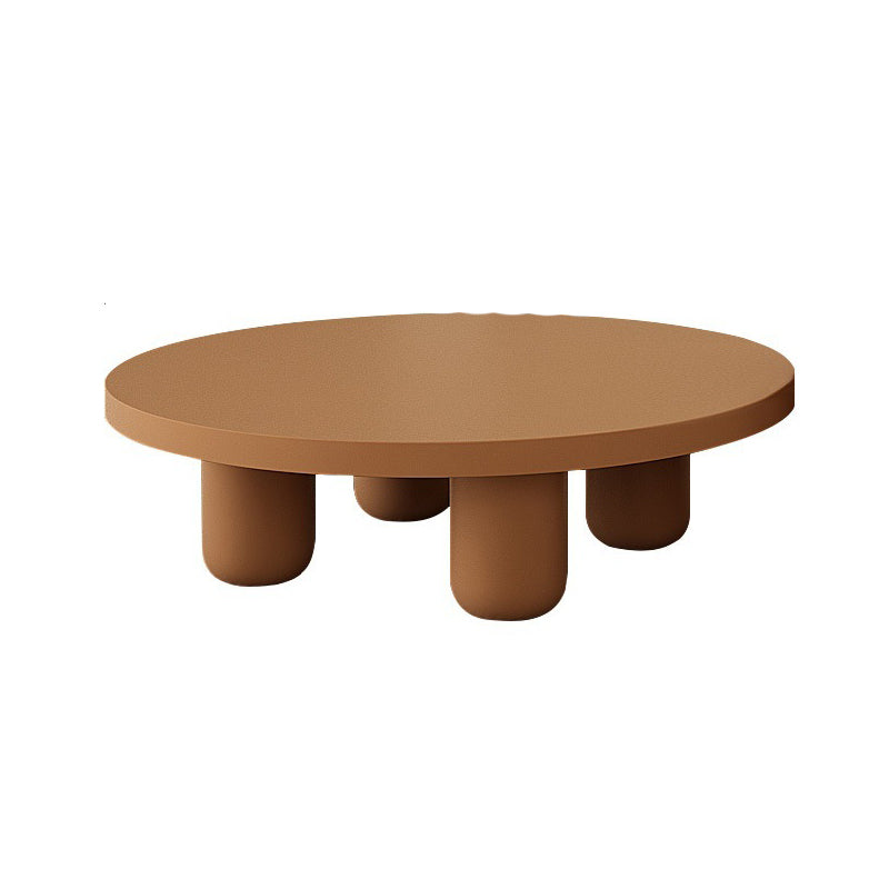 Contemporary Pedestal/4 Legs Solid Wood Round Single Coffee Table