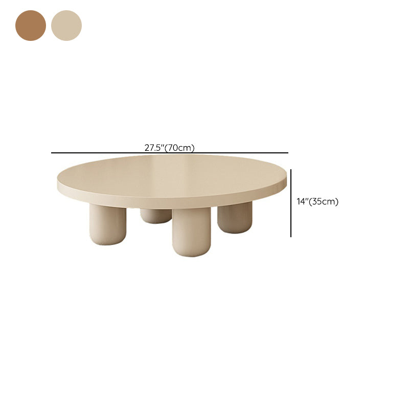 Contemporary Pedestal/4 Legs Solid Wood Round Single Coffee Table