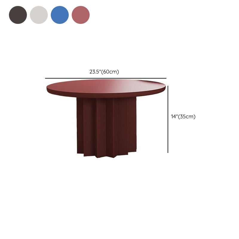 Contemporary Cocktail Table Pedestal Solid Wood Round Single Coffee Table