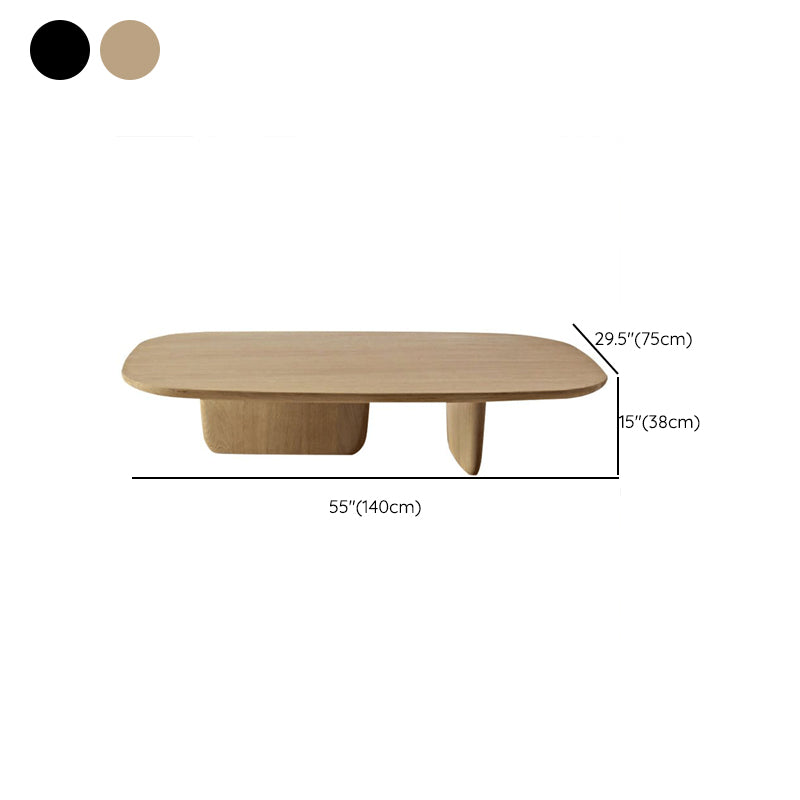 Scandinavian Solid Wood Coffee Cocktail Table with 2 Legs - 15" H