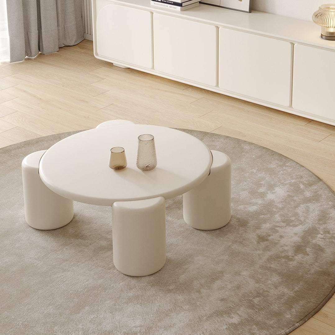 Round 4 Legs Cocktail Table Engineered Wood Coffee Table in White