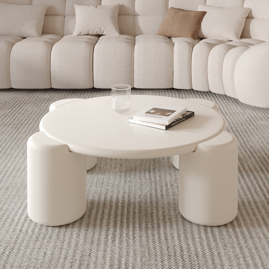 Round 4 Legs Cocktail Table Engineered Wood Coffee Table in White