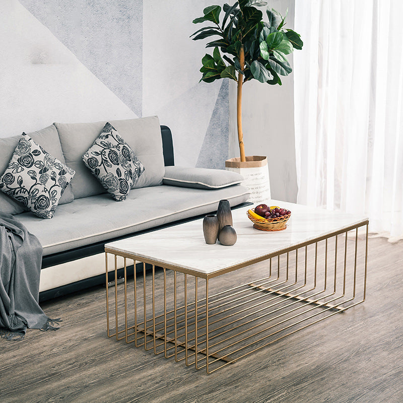 Frame Base Coffee Table Rectangular Gold Metal Cocktail Table