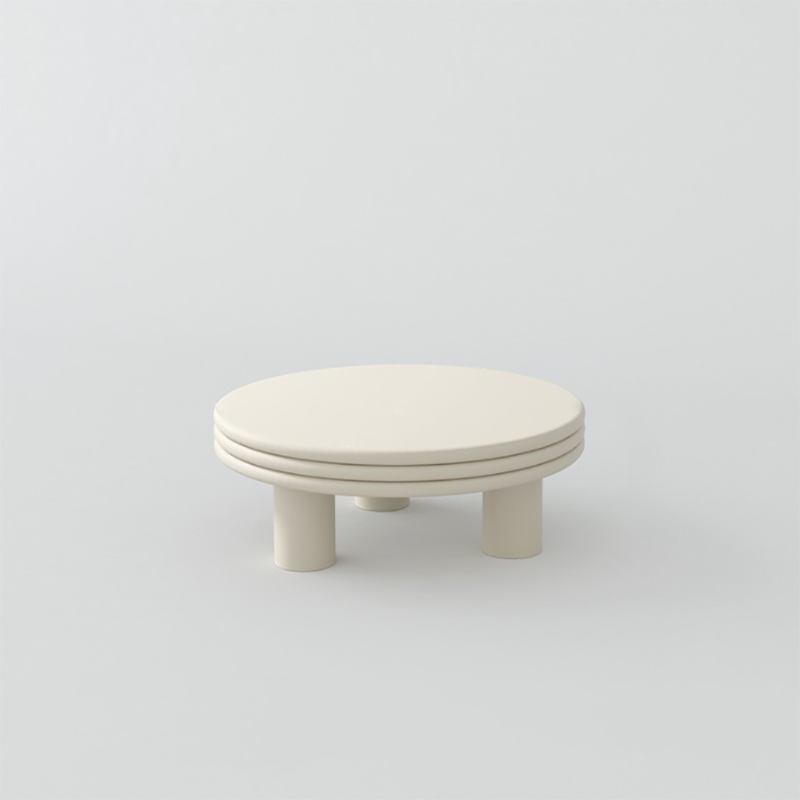 Contemporary Simple 3 Legs Coffee Table Round Wood Cocktail Table Set