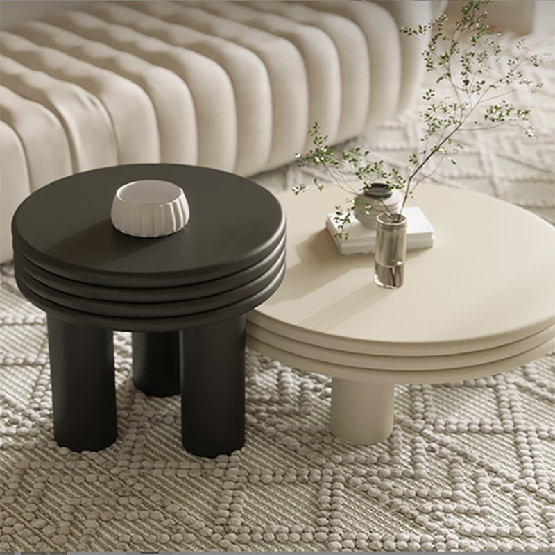 Contemporary Simple 3 Legs Coffee Table Round Wood Cocktail Table Set