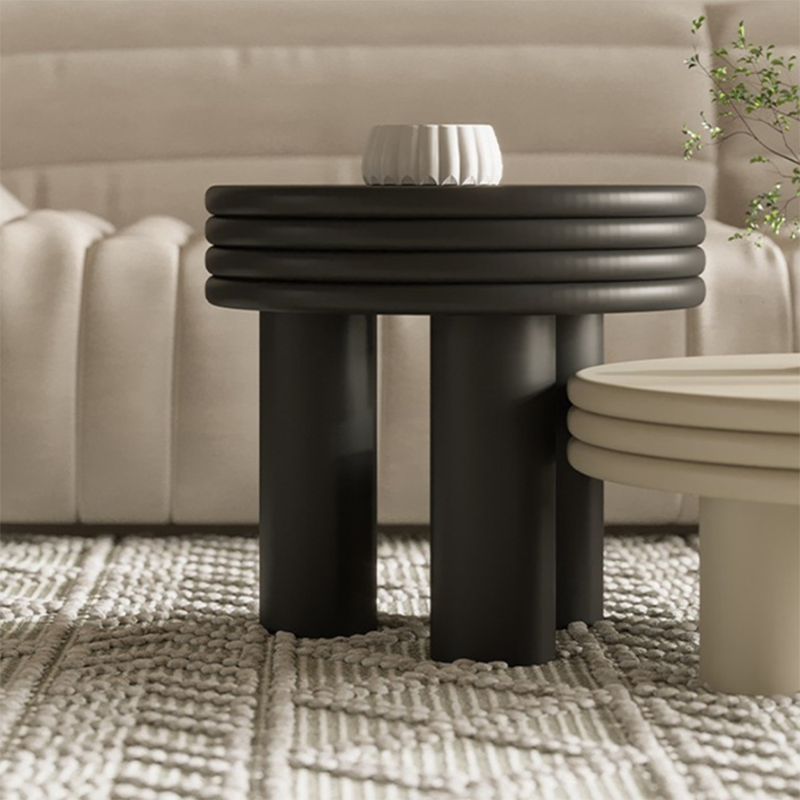 Contemporary Simple 3 Legs Coffee Table Round Wood Cocktail Table Set