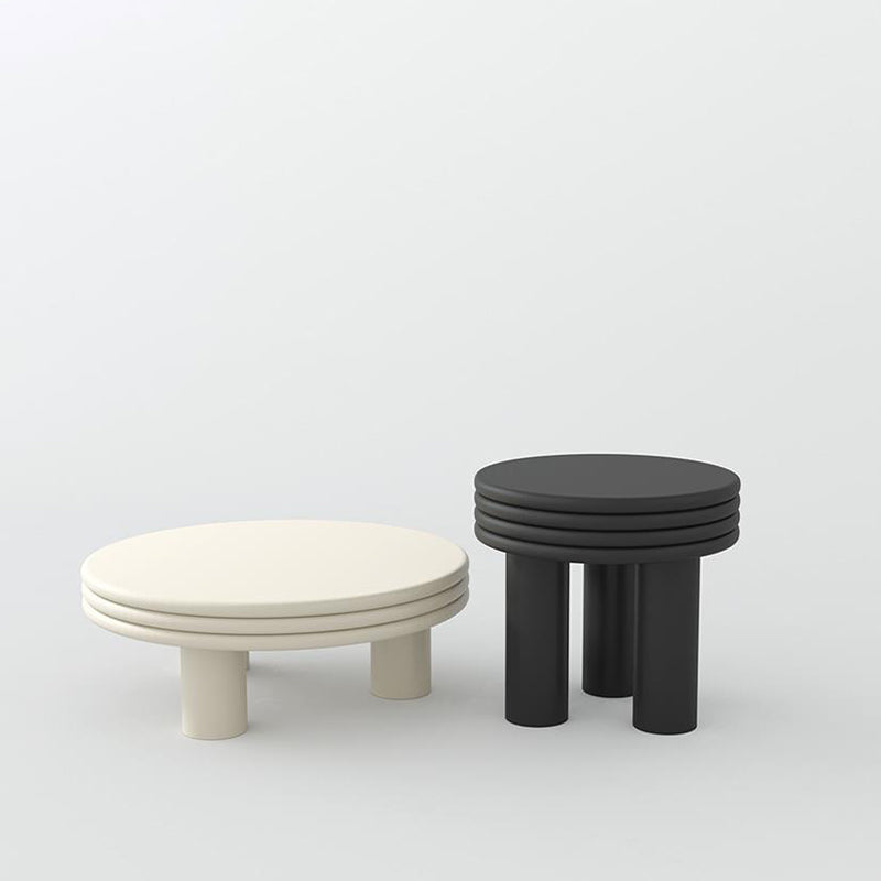 Contemporary Simple 3 Legs Coffee Table Round Wood Cocktail Table Set
