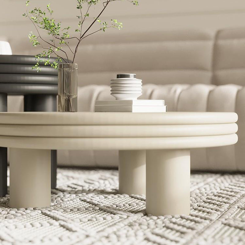 Contemporary Simple 3 Legs Coffee Table Round Wood Cocktail Table Set