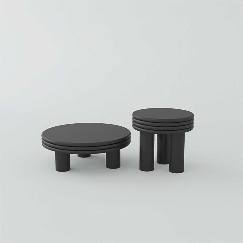 Contemporary Simple 3 Legs Coffee Table Round Wood Cocktail Table Set