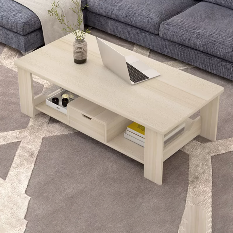 Contemporary 4 Legs Wood with Storage Shelf Rectangular Single Coffee Table