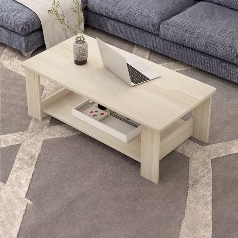 Contemporary 4 Legs Wood with Storage Shelf Rectangular Single Coffee Table