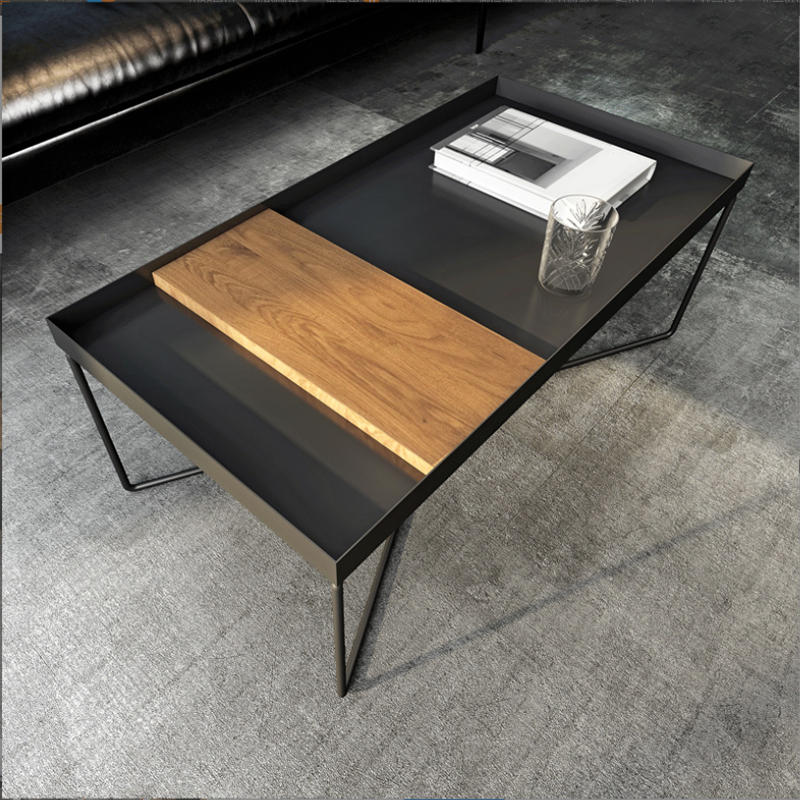 Mid-Century Modern Cross Legs Metal Square/Rectangular Single Coffee Table