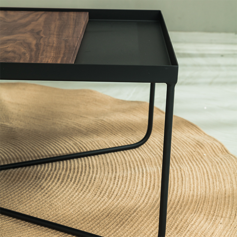 Mid-Century Modern Cross Legs Metal Square/Rectangular Single Coffee Table