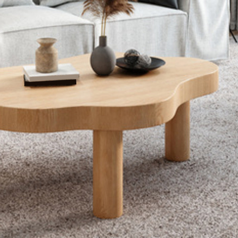 Nordic Cocktail Table 3 Legs Solid Wood Free Form Single Coffee Table