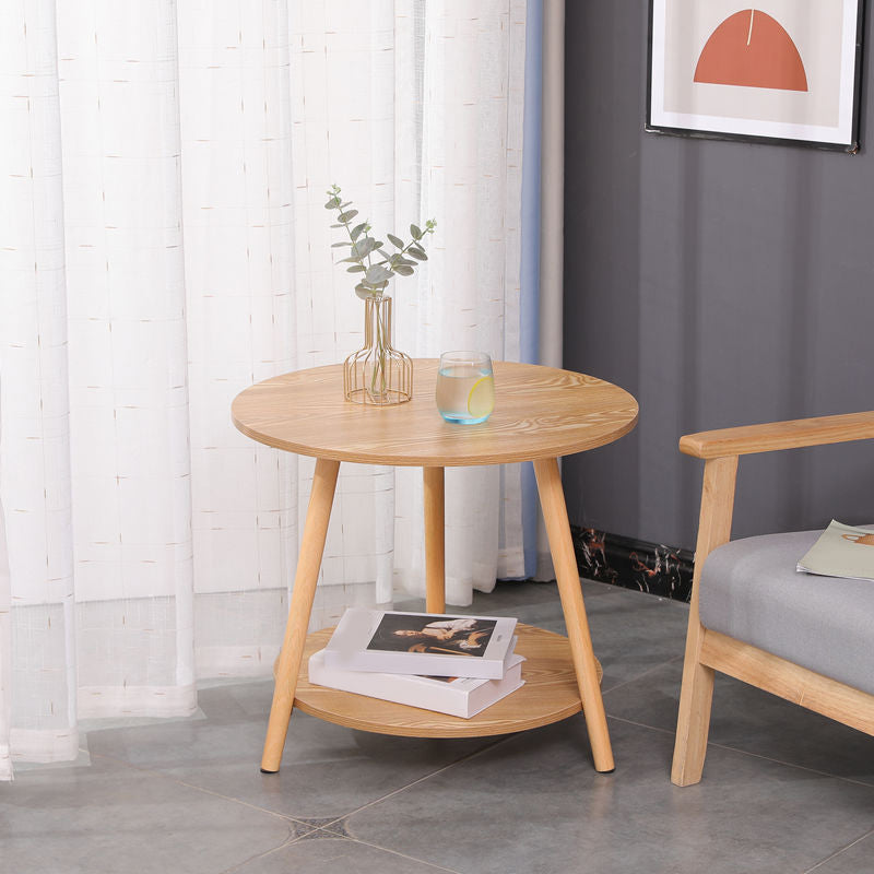 Modern 3 Leg Corner Table Round Solid Wood Side End Table for Living Room