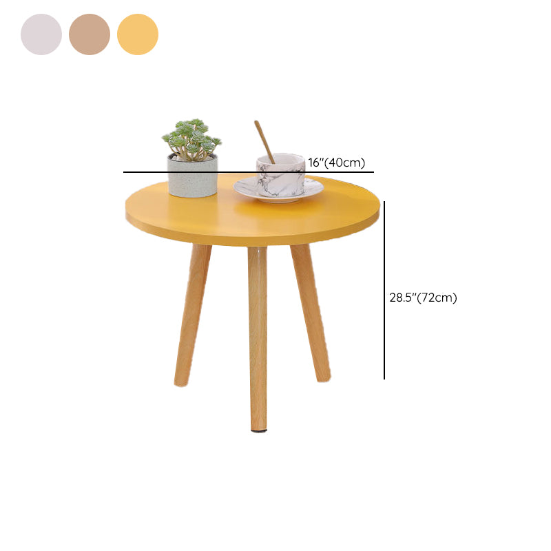 Modern 3 Leg Corner Table Round Solid Wood Side End Table for Living Room