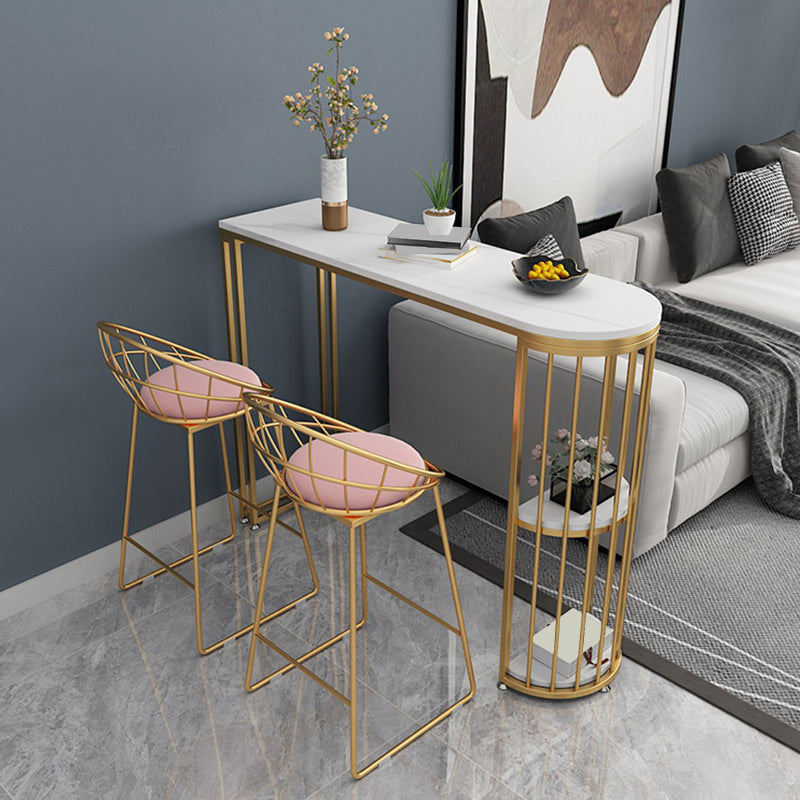 Sintered Stone Modern Bar Table Dining Table with Storage Shelves