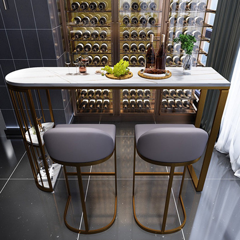 Modern White Sintered Stone Table Metal Base Table for Kitchen Living Room