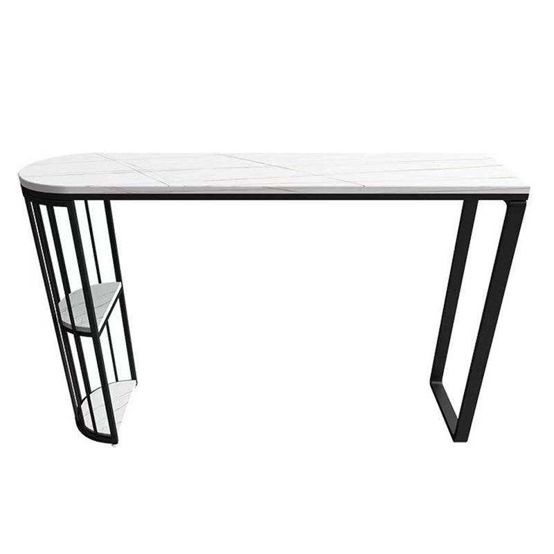 Modern White Sintered Stone Table Metal Base Table for Kitchen Living Room