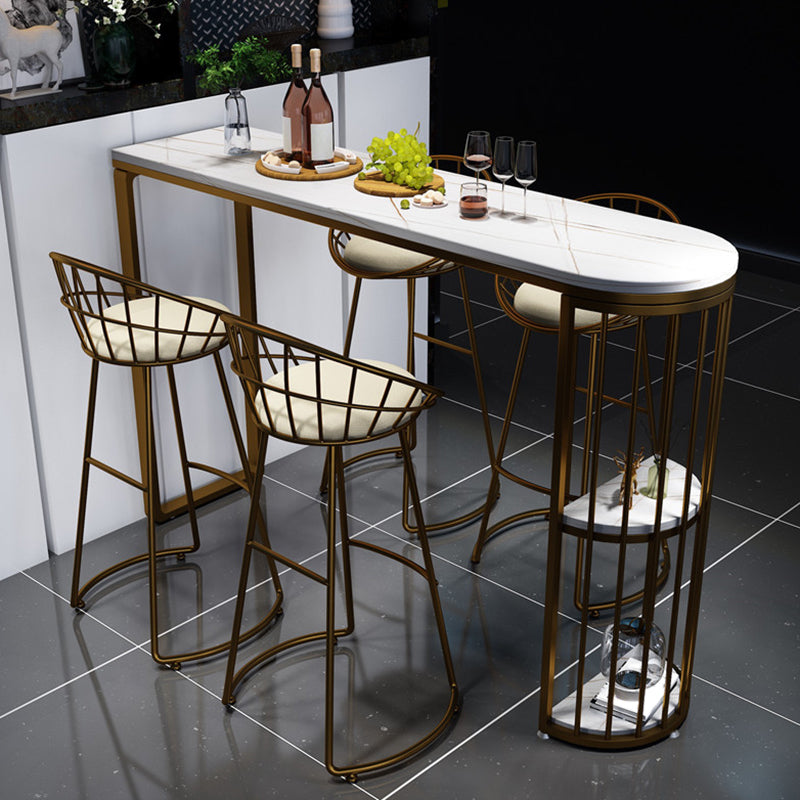 Modern White Sintered Stone Table Metal Base Table for Kitchen Living Room