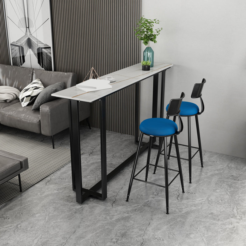 Sintered Stone Bar Table Black and Metal Base Bar Table for Kitchen Living Room