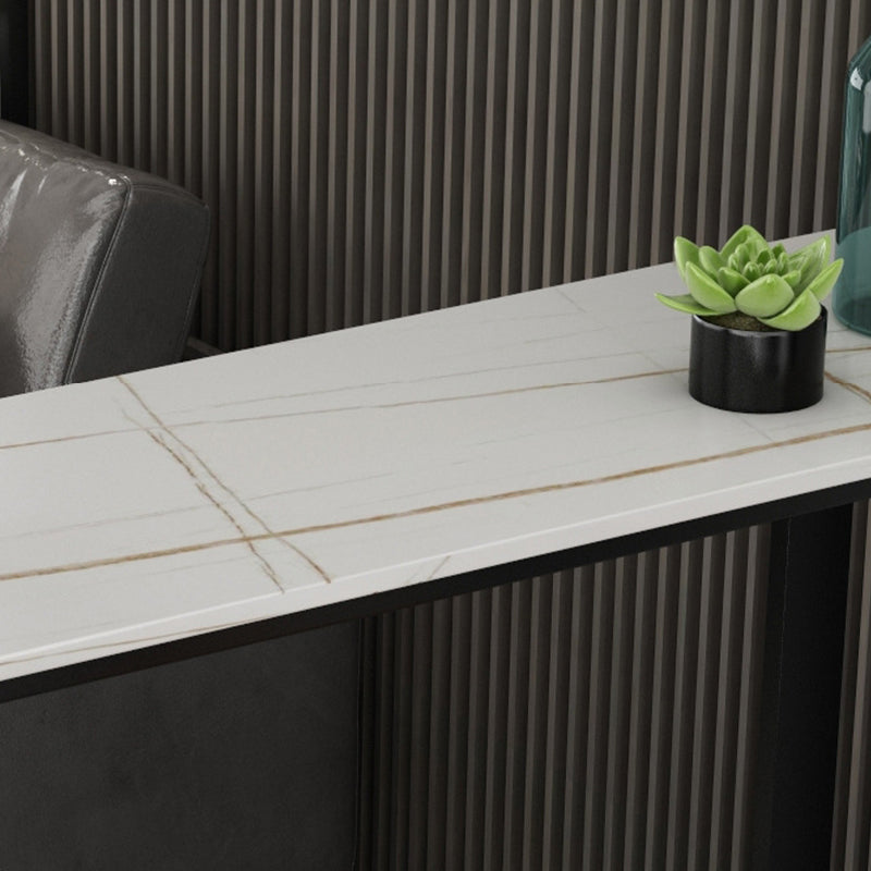 Sintered Stone Bar Table Black and Metal Base Bar Table for Kitchen Living Room