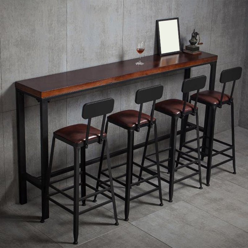 Industrial Bar Table Solid Wood Rectangle Pub Table for Outdoor Breakroom